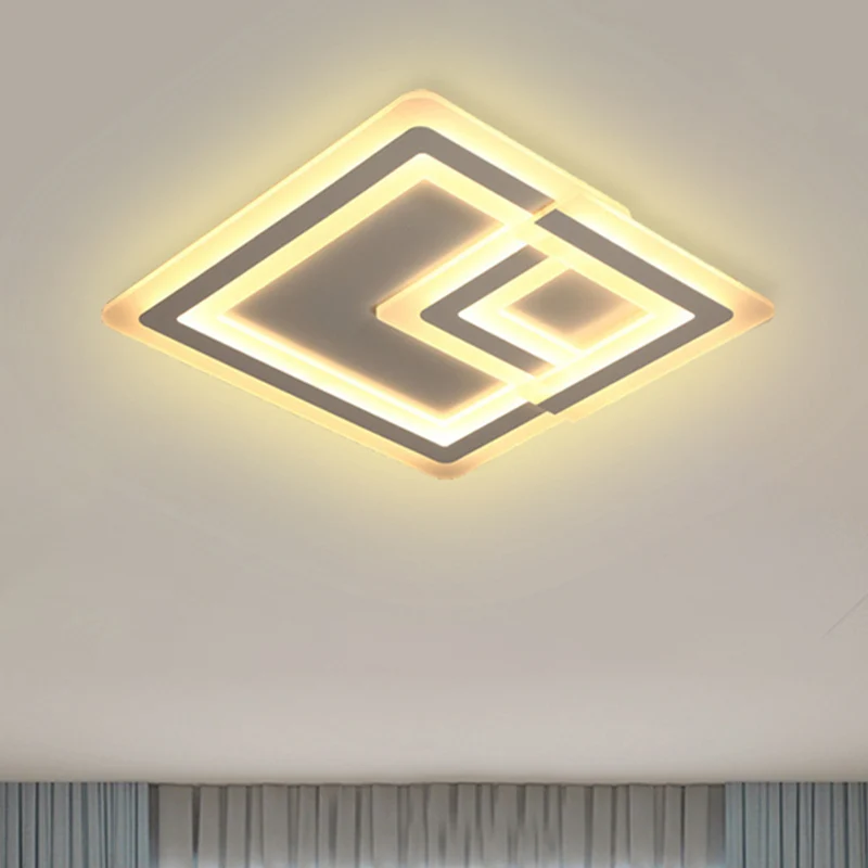 Lampe encastrée à LED carrée nordique de 16 "/ 19,5" / 25 "W LED en métal et acrylique blanc plafonnier encastré en blanc...