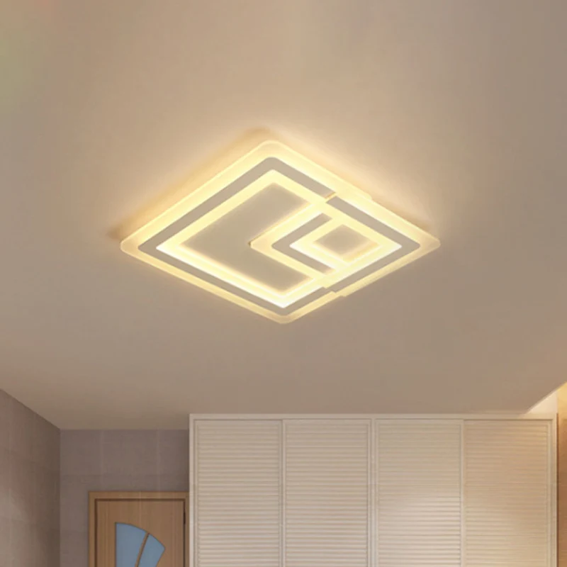 Lampe encastrée à LED carrée nordique de 16 "/ 19,5" / 25 "W LED en métal et acrylique blanc plafonnier encastré en blanc...