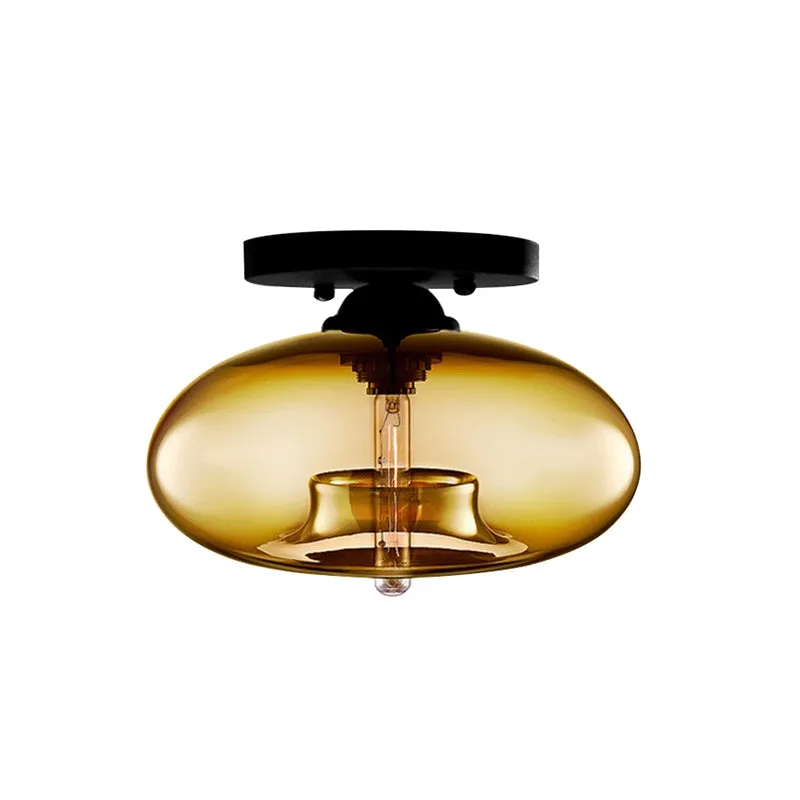 Lampe encastrée ovale en verre, Style Simple, 1 lumière claire/ambre/fumée, plafonnier pour couloir Clearhalo