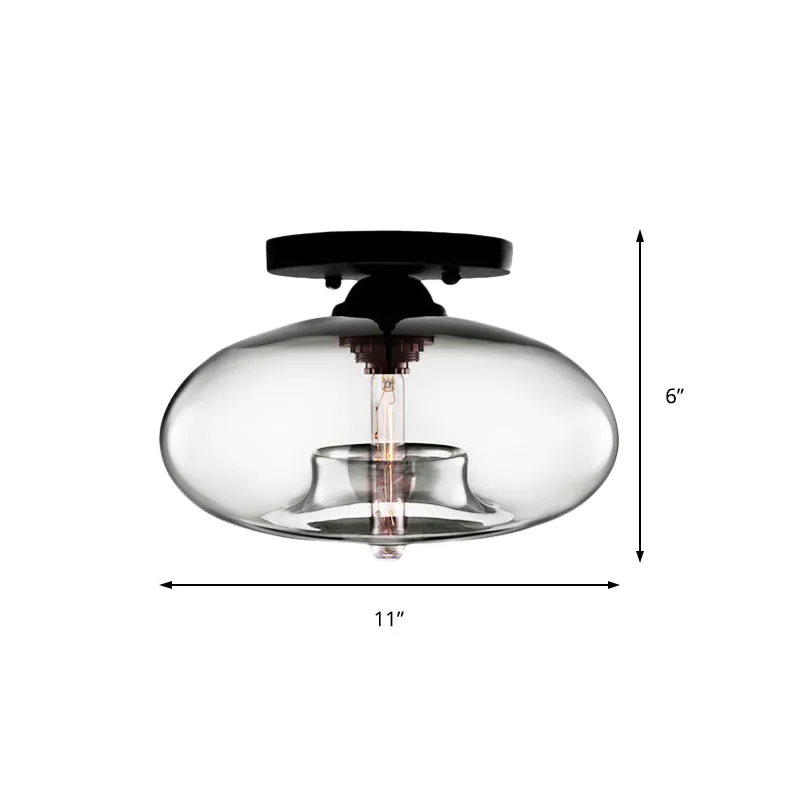Lampe encastrée ovale en verre, Style Simple, 1 lumière claire/ambre/fumée, plafonnier pour couloir Clearhalo