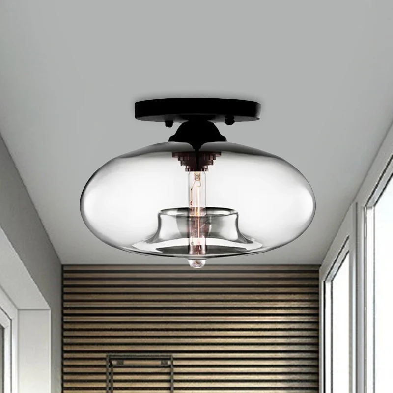 Lampe encastrée ovale en verre, Style Simple, 1 lumière claire/ambre/fumée, plafonnier pour couloir Clearhalo