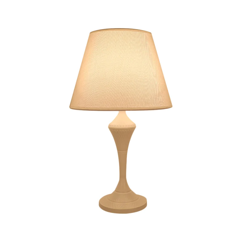 Lampe de lecture conique en tissu antique, 1 lumière, éclairage de table de chevet pour chambre à coucher, blanc/noir Clea...
