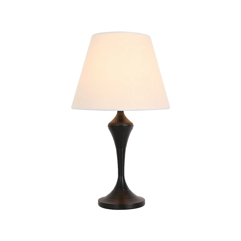 Lampe de lecture conique en tissu antique, 1 lumière, éclairage de table de chevet pour chambre à coucher, blanc/noir Clea...