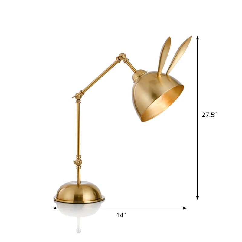 Lampe de lecture en forme d'oreille de lapin pour enfants, lampe de bureau en métal à 1 tête pour salle d'étude en or avec...