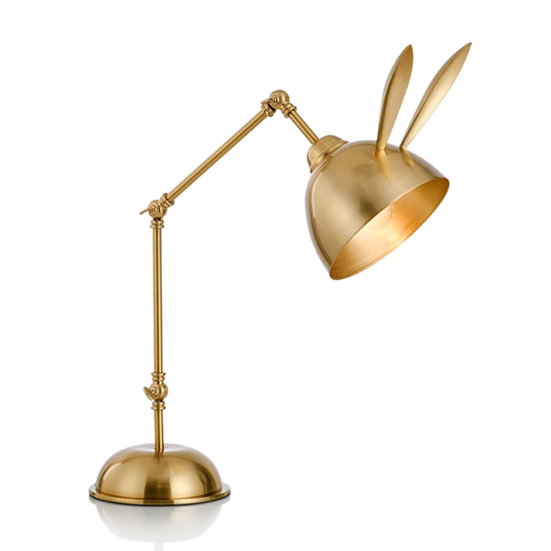 Lampe de lecture en forme d'oreille de lapin pour enfants, lampe de bureau en métal à 1 tête pour salle d'étude en or avec...