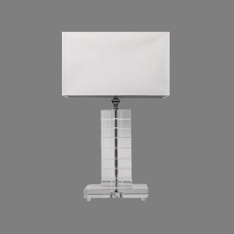 Lampe de lecture rectangulaire moderniste en cristal clair, lampe de chevet à 1 ampoule en blanc Clearhalo