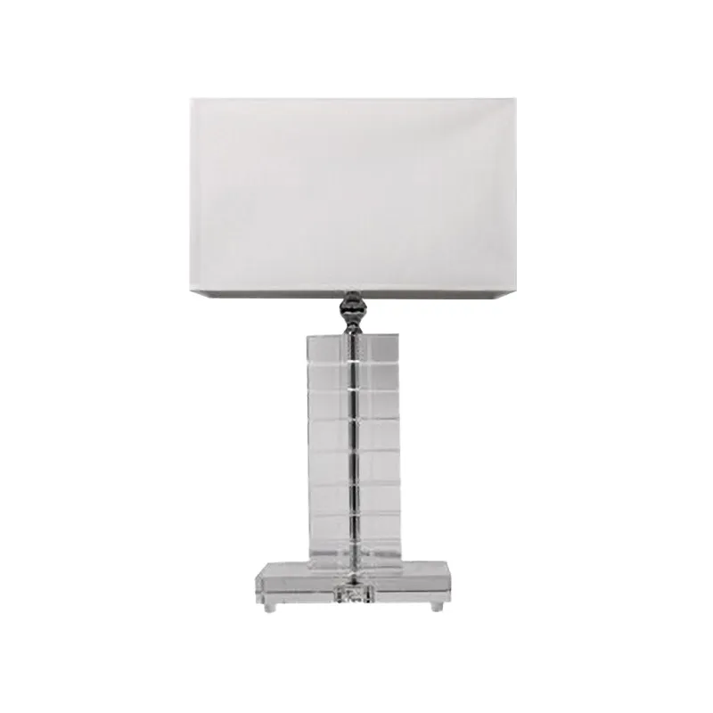 Lampe de lecture rectangulaire moderniste en cristal clair, lampe de chevet à 1 ampoule en blanc Clearhalo