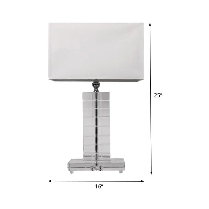 Lampe de lecture rectangulaire moderniste en cristal clair, lampe de chevet à 1 ampoule en blanc Clearhalo