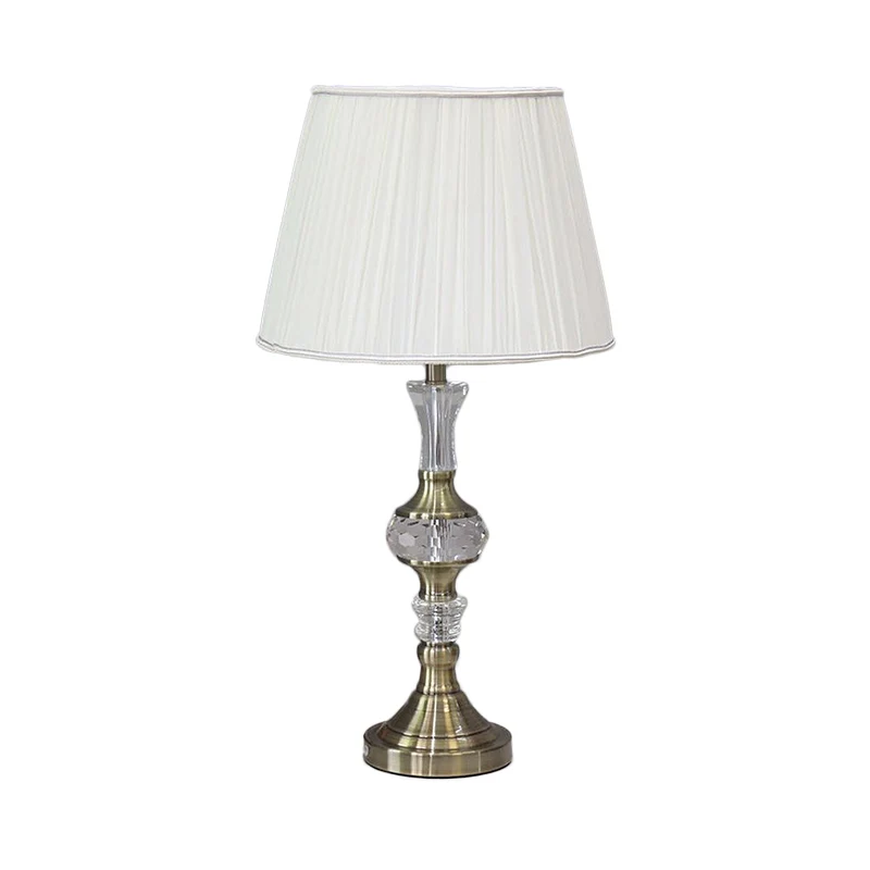 Lampe de lecture à 1 tête en tissu contemporain, éclairage de travail en cristal à tambour conique, blanc Clearhalo
