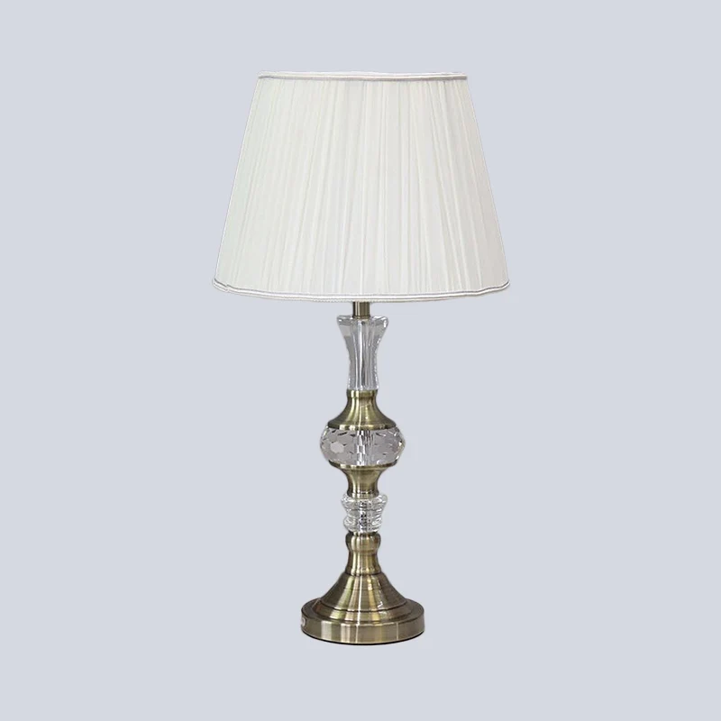 Lampe de lecture à 1 tête en tissu contemporain, éclairage de travail en cristal à tambour conique, blanc Clearhalo