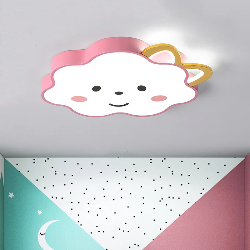 Lampe LED encastrée en forme de nuage en acrylique, luminaire de plafond, dessin animé rose, pour chambre à coucher, en bl...
