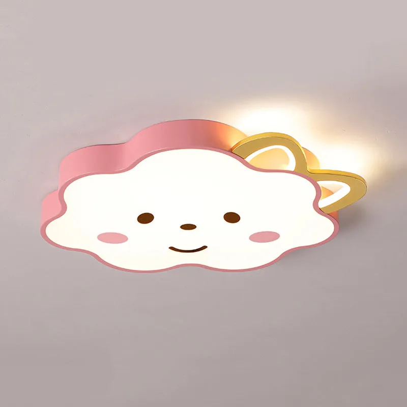 Lampe LED encastrée en forme de nuage en acrylique, luminaire de plafond, dessin animé rose, pour chambre à coucher, en bl...