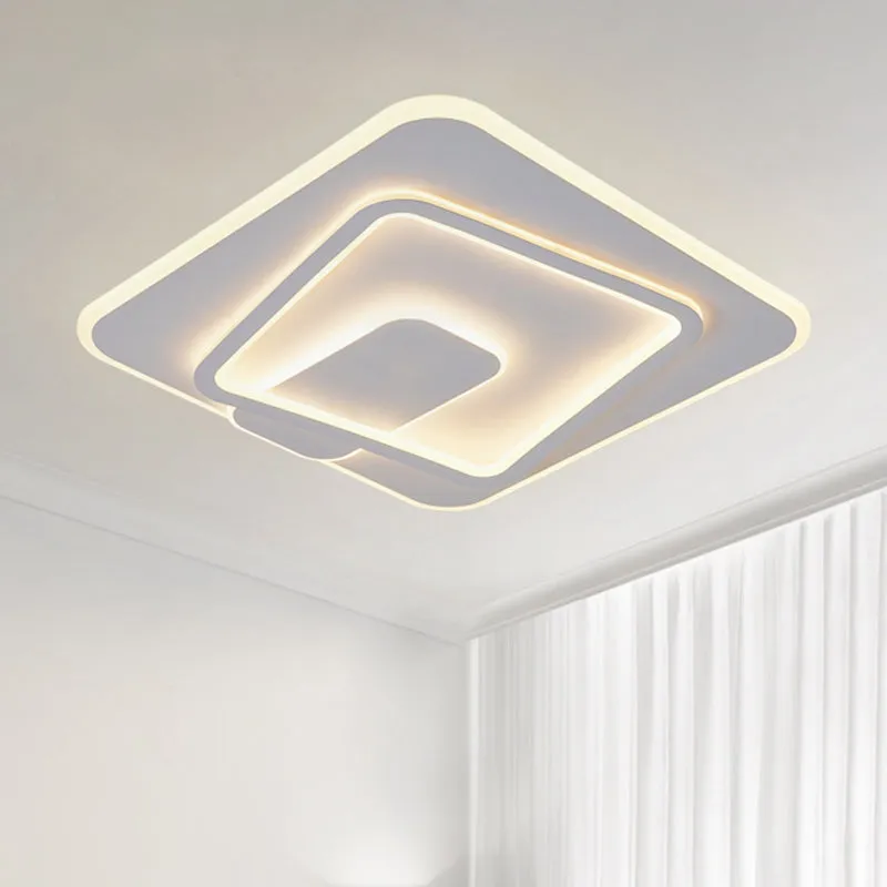 Lampe LED encastrée pour chambre à coucher, plafonnier blanc minimalisme avec abat-jour carré en acrylique dans une lumièr...