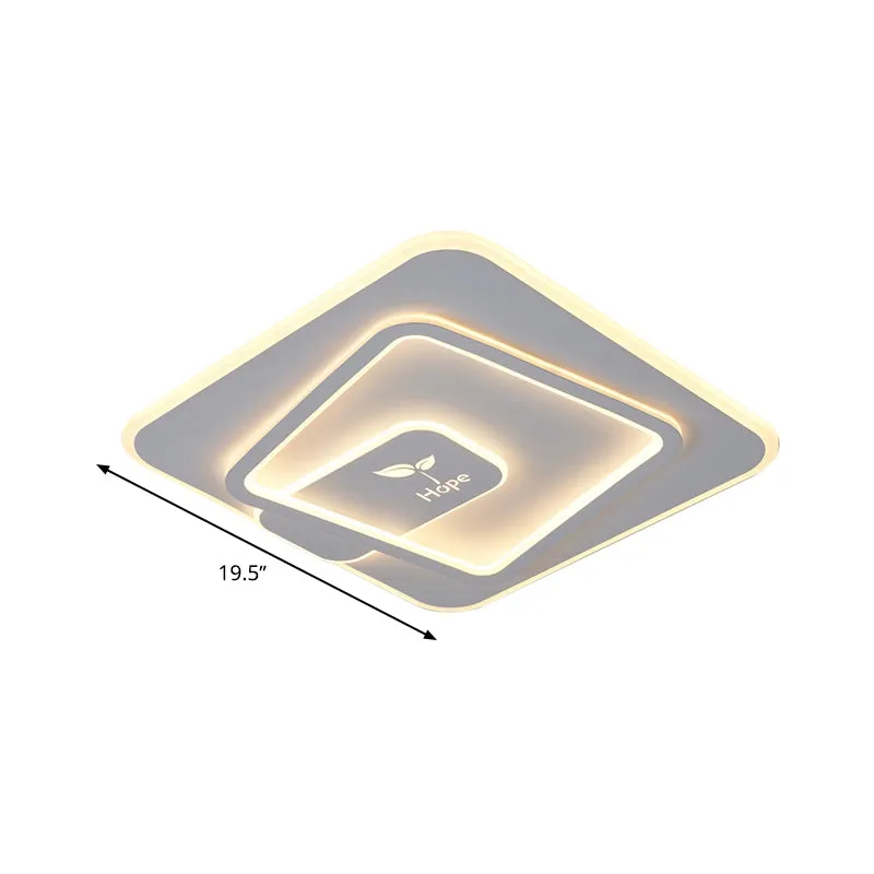 Lampe LED encastrée pour chambre à coucher, plafonnier blanc minimalisme avec abat-jour carré en acrylique dans une lumièr...