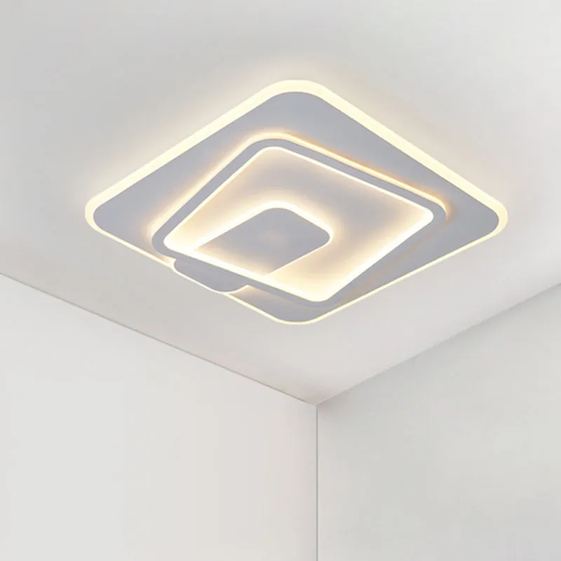 Lampe LED encastrée pour chambre à coucher, plafonnier blanc minimalisme avec abat-jour carré en acrylique dans une lumièr...
