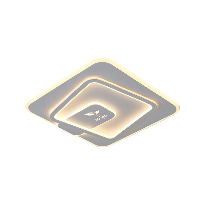 Lampe LED encastrée pour chambre à coucher, plafonnier blanc minimalisme avec abat-jour carré en acrylique dans une lumièr...