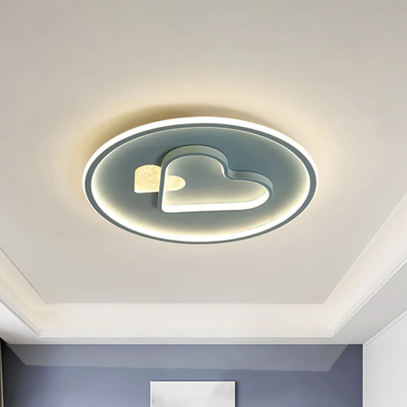 Lampe LED encastrée pour enfants, cercle rose/bleu/noir et plafonnier en forme de cœur aimant avec abat-jour en acrylique...