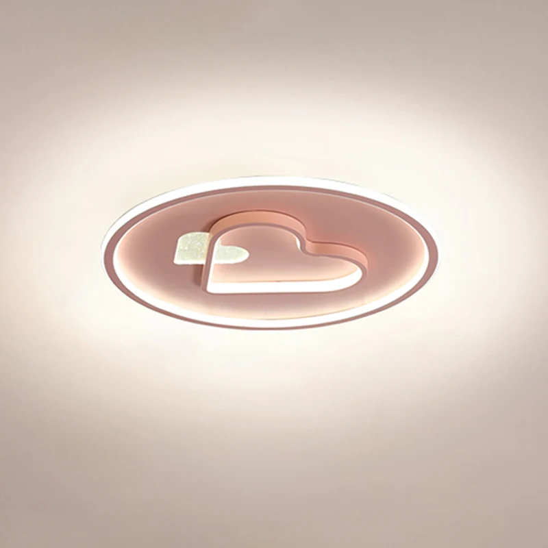 Lampe LED encastrée pour enfants, cercle rose/bleu/noir et plafonnier en forme de cœur aimant avec abat-jour en acrylique...