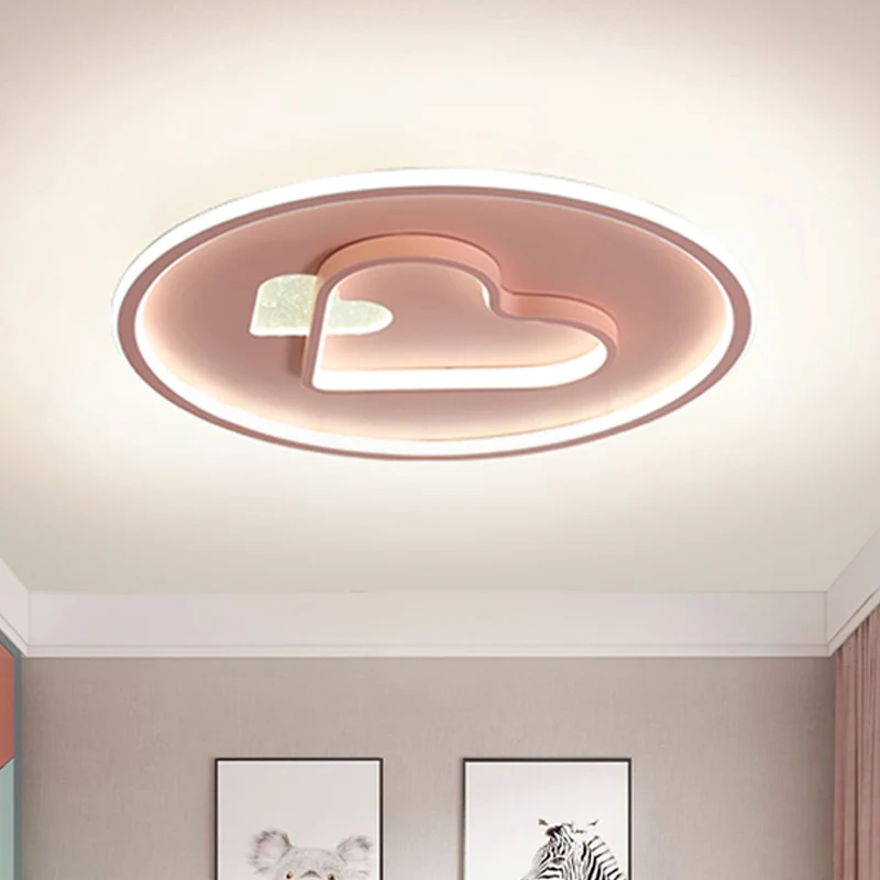 Lampe LED encastrée pour enfants, cercle rose/bleu/noir et plafonnier en forme de cœur aimant avec abat-jour en acrylique...