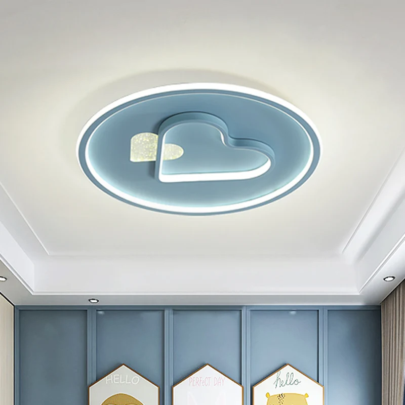 Lampe LED encastrée pour enfants, cercle rose/bleu/noir et plafonnier en forme de cœur aimant avec abat-jour en acrylique...