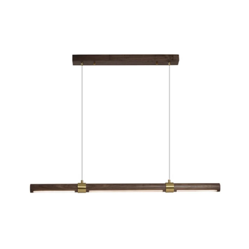 Lampe LED suspendue en forme d'îlot linéaire en bois, style nordique, marron, pour Table à manger Clearhalo