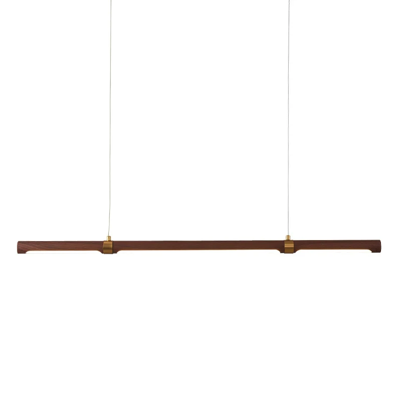 Lampe LED suspendue en forme d'îlot linéaire en bois, style nordique, marron, pour Table à manger Clearhalo