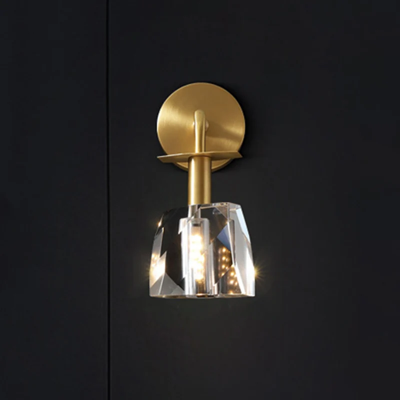 Lampe murale LED en cristal à facettes, moderne, demi-boule claire, Surface de chambre à coucher, applique murale Clearhalo