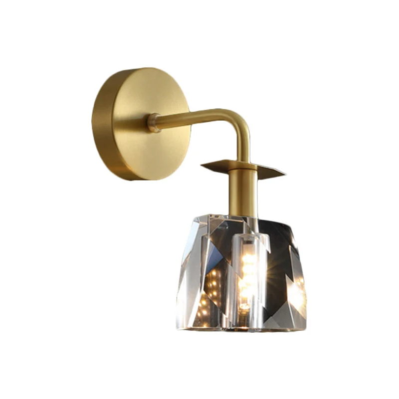 Lampe murale LED en cristal à facettes, moderne, demi-boule claire, Surface de chambre à coucher, applique murale Clearhalo