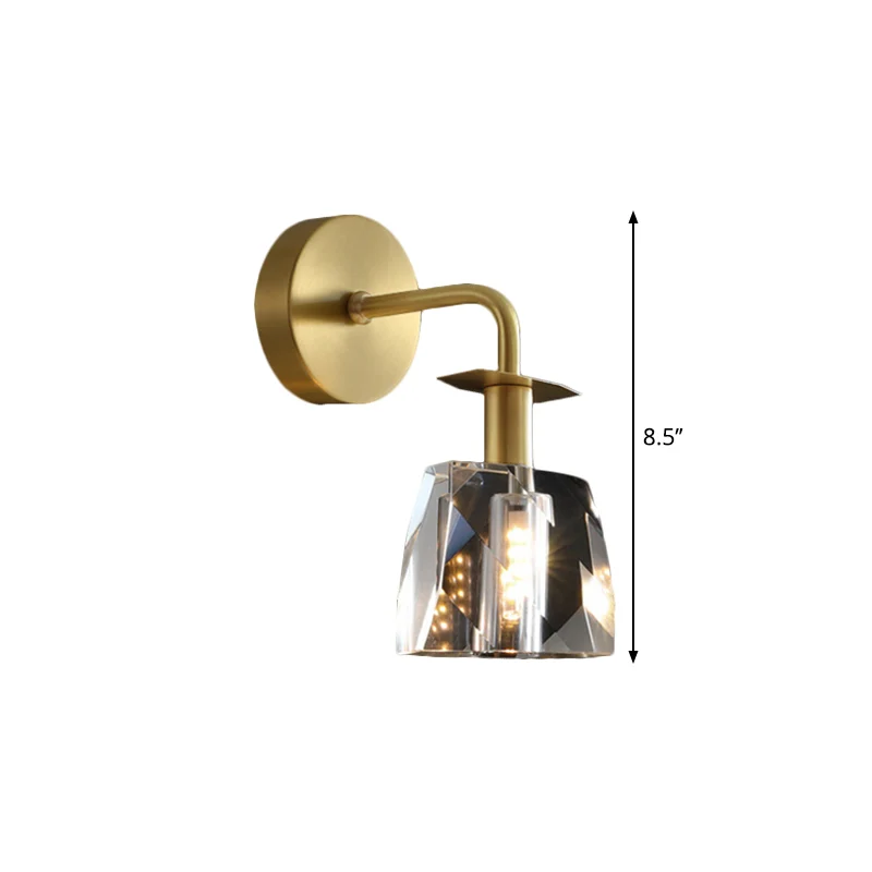 Lampe murale LED en cristal à facettes, moderne, demi-boule claire, Surface de chambre à coucher, applique murale Clearhalo