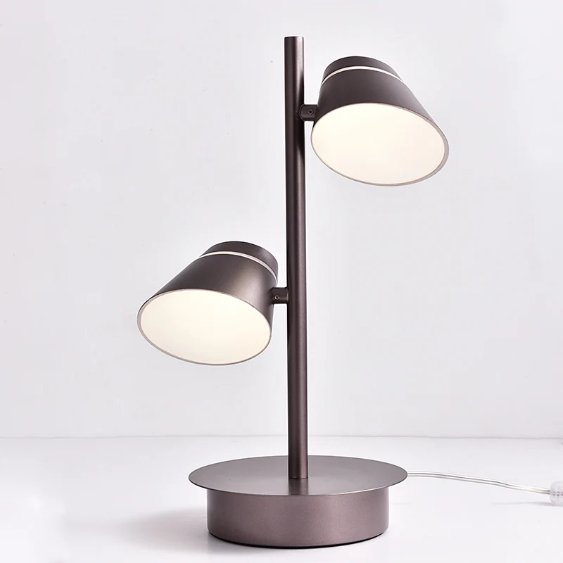 Lampe de nuit à abat-jour conique angulaire pivotant, éclairage de Table de chevet simple en métal moderne en café Clearhalo