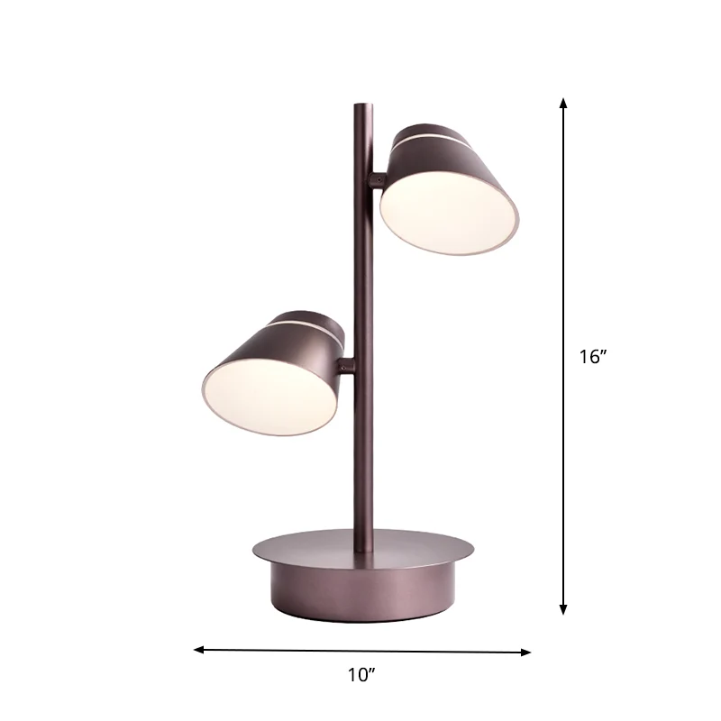 Lampe de nuit à abat-jour conique angulaire pivotant, éclairage de Table de chevet simple en métal moderne en café Clearhalo