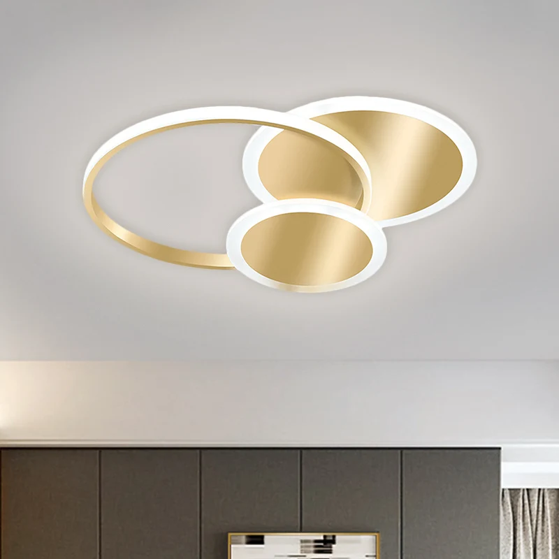 Lampe de plafond ronde moderniste à LED dorée, 16,5 / 20,5 po, lumière blanche chaude/blanche Clearhalo