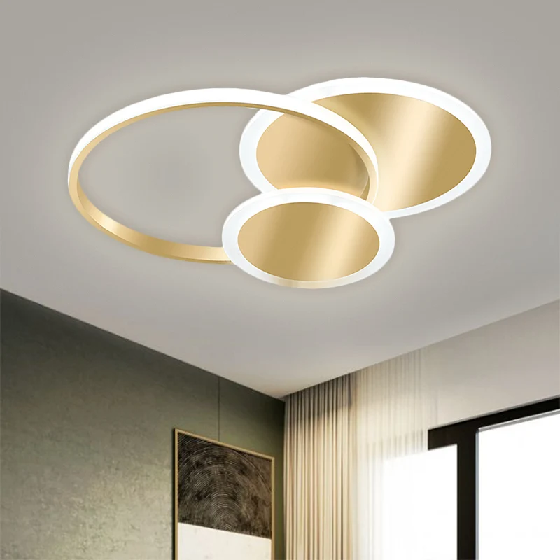 Lampe de plafond ronde moderniste à LED dorée, 16,5 / 20,5 po, lumière blanche chaude/blanche Clearhalo