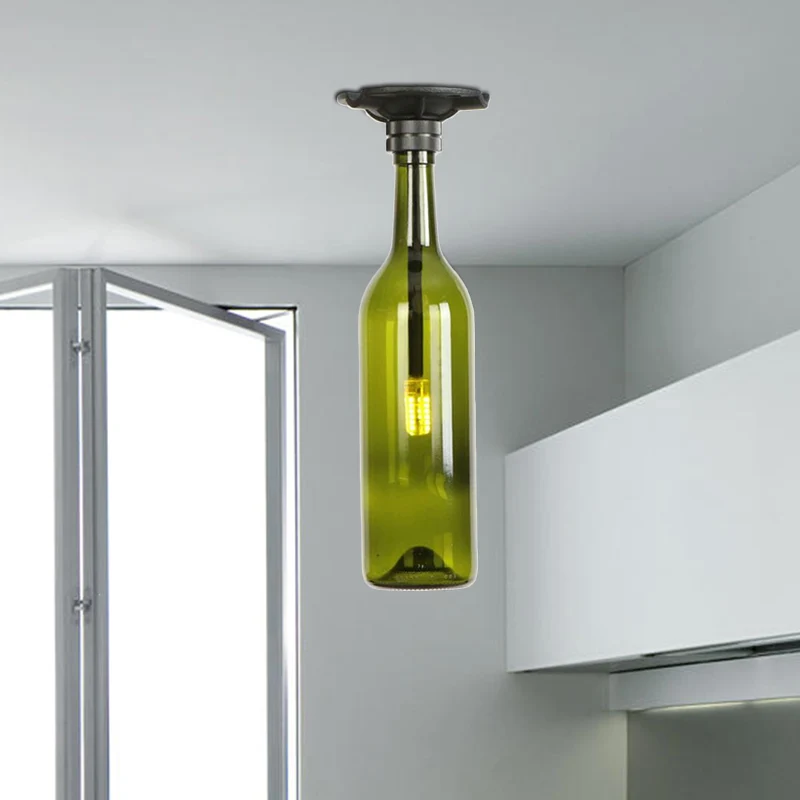 Lampe semi-encastrée à 1 ampoule avec abat-jour en verre de bouteille, luminaire semi-encastré industriel élégant pour sal...