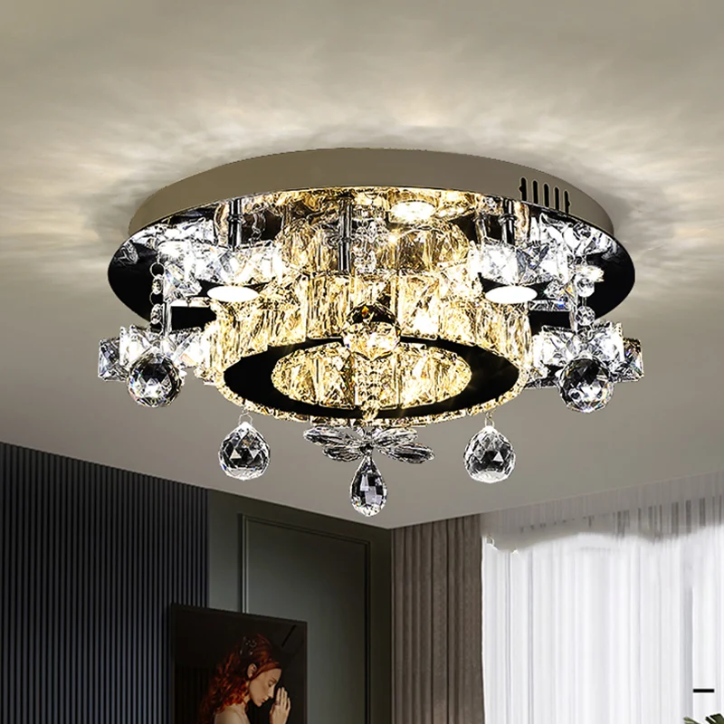 Lampe semi-encastrée à facettes Crystal Star Simplicity LED Plafonnier en chrome, lumière chaude/blanche Clearhalo
