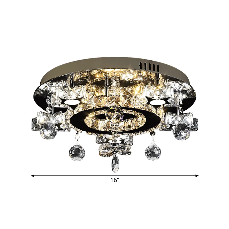 Lampe semi-encastrée à facettes Crystal Star Simplicity LED Plafonnier en chrome, lumière chaude/blanche Clearhalo