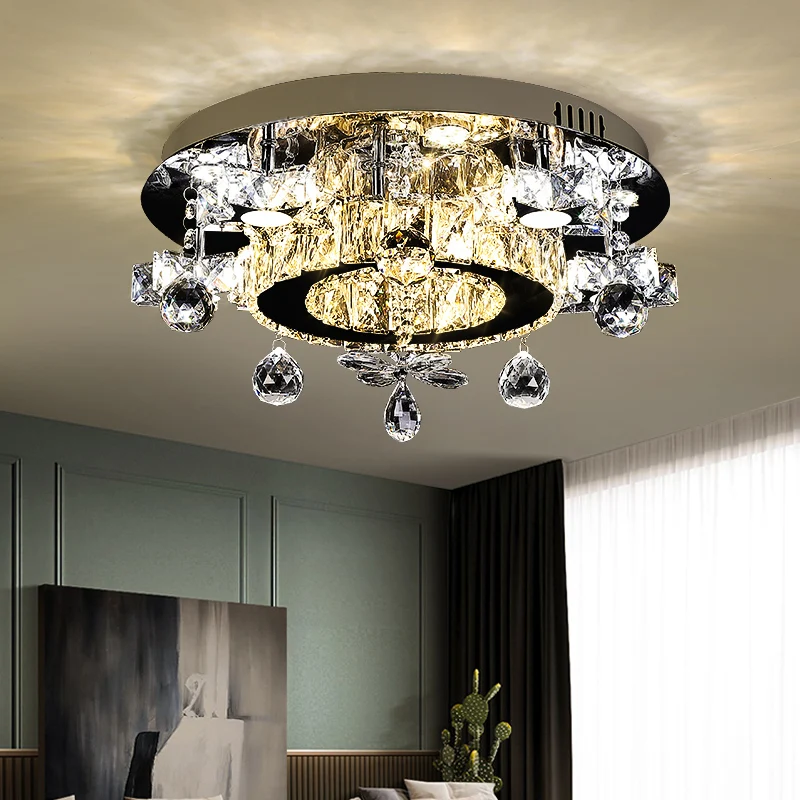 Lampe semi-encastrée à facettes Crystal Star Simplicity LED Plafonnier en chrome, lumière chaude/blanche Clearhalo
