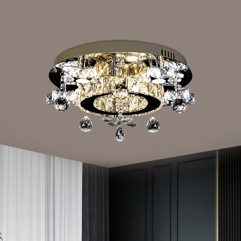 Lampe semi-encastrée à facettes Crystal Star Simplicity LED Plafonnier en chrome, lumière chaude/blanche Clearhalo