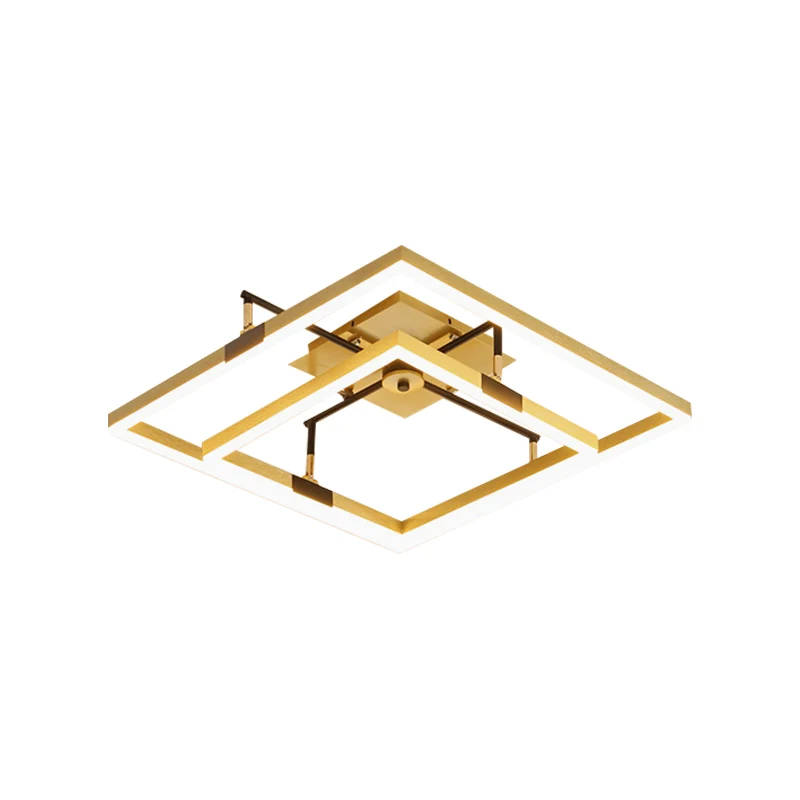 Lampe semi-encastrée métallique à LED moderniste à cadre doré à 2 carrés en lumière chaude/blanche, largeur de 19,5"/23,5"...