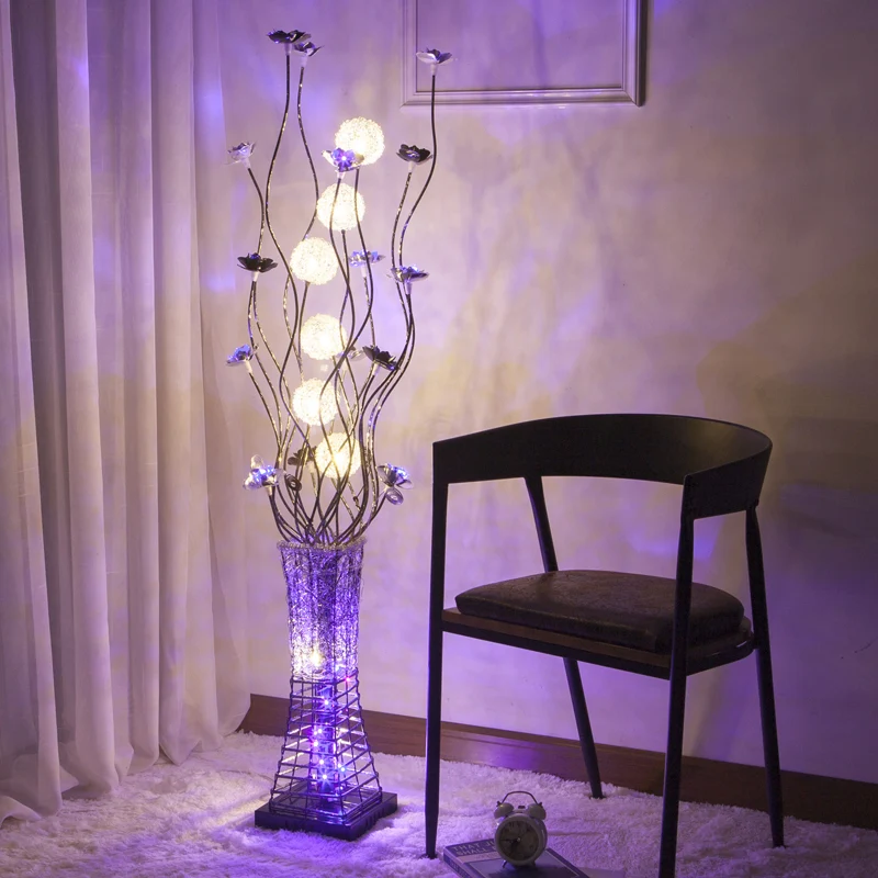 Lampe sur pied en branche d'arbre métallique, luminaire décoratif pour salon de lecture, LED avec Base trapézoïdale, noir...