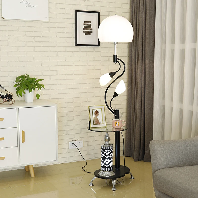 Lampe sur pied en forme de dôme pour salon, Style Rural, verre à facettes, 3 lumières, lampadaire noir Clearhalo