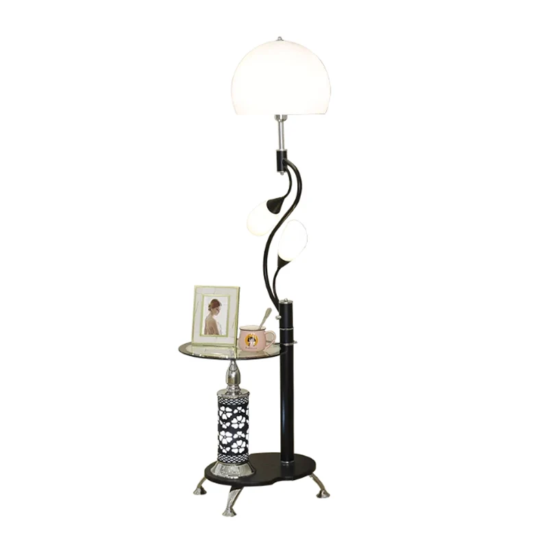 Lampe sur pied en forme de dôme pour salon, Style Rural, verre à facettes, 3 lumières, lampadaire noir Clearhalo