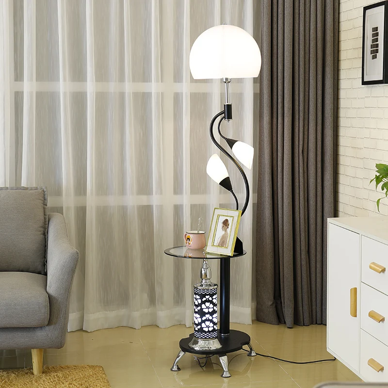 Lampe sur pied en forme de dôme pour salon, Style Rural, verre à facettes, 3 lumières, lampadaire noir Clearhalo