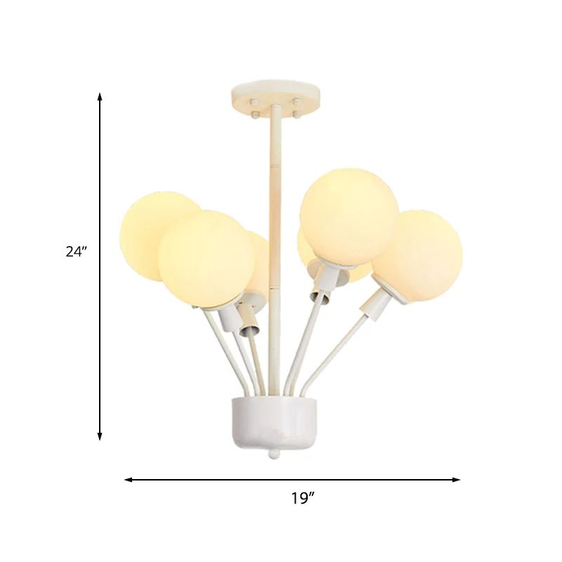 Lampe suspendue ballon à 6 lumières, lampe suspendue moderne en métal et verre en blanc pour chambre d'enfant Clearhalo