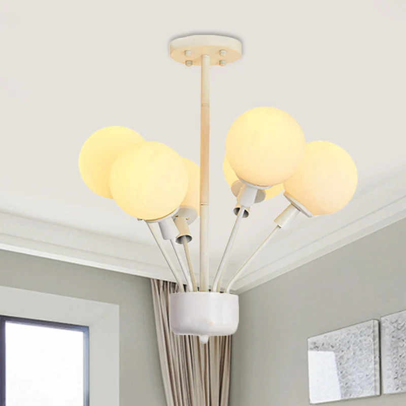 Lampe suspendue ballon à 6 lumières, lampe suspendue moderne en métal et verre en blanc pour chambre d'enfant Clearhalo