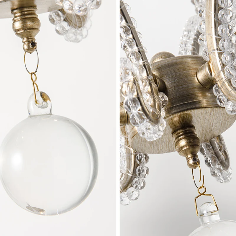 Lampe suspendue candélabre classique, lustre à perles de cristal à 3 lumières en nickel Clearhalo