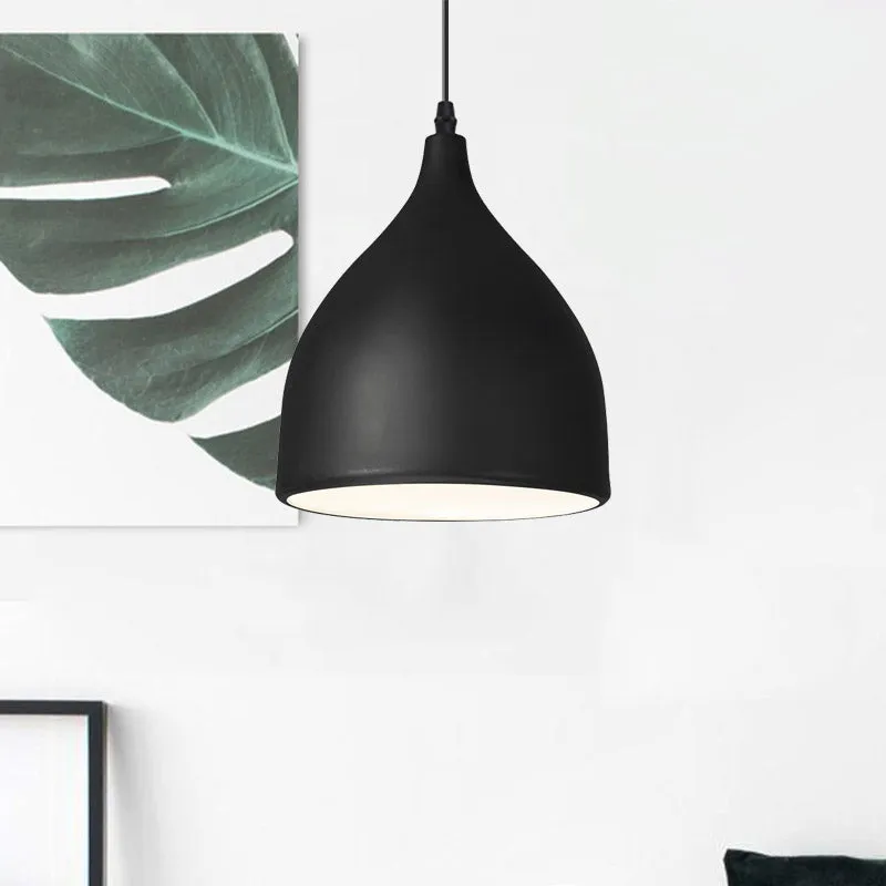 Lampe suspendue en forme de dôme, finition noir/blanc, Style moderniste, en métal, 1 ampoule, pour cuisine Clearhalo