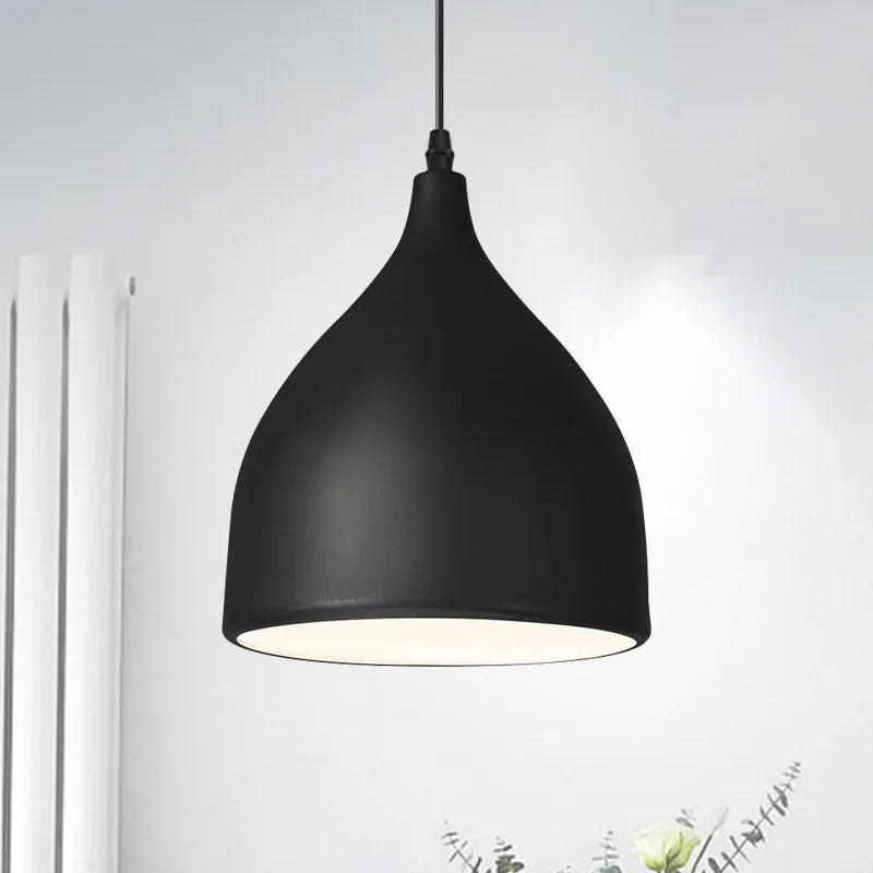 Lampe suspendue en forme de dôme, finition noir/blanc, Style moderniste, en métal, 1 ampoule, pour cuisine Clearhalo