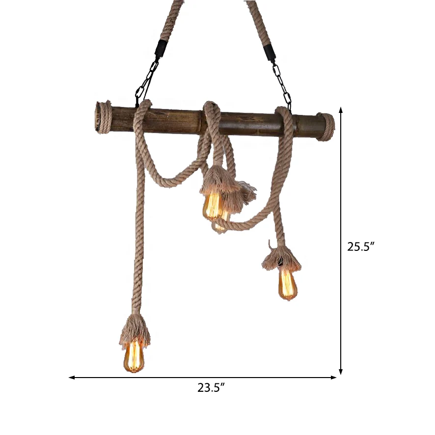 Lampe suspendue industrielle à 4/8 lumières pour salle à manger, ampoule exposée en corde, Beige Clearhalo