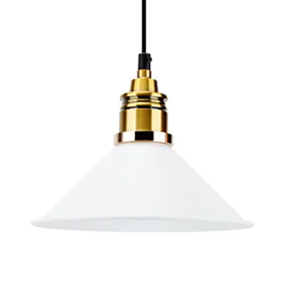 Lampe suspendue moderne et élégante en métal, 1 ampoule, abat-jour conique, noir/gris/blanc, pour salle à manger Clearhalo